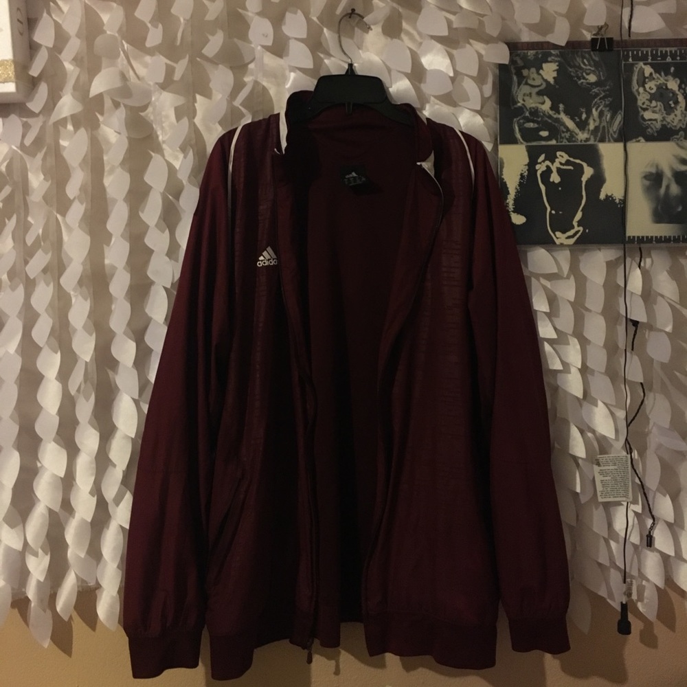 burgundy adidas jacket!